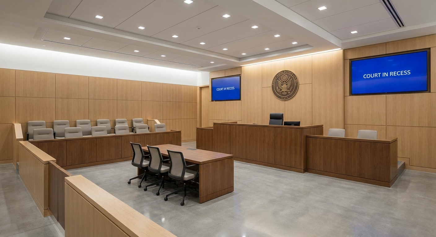 Courtroom scene showing the scale of mass tort proceedings