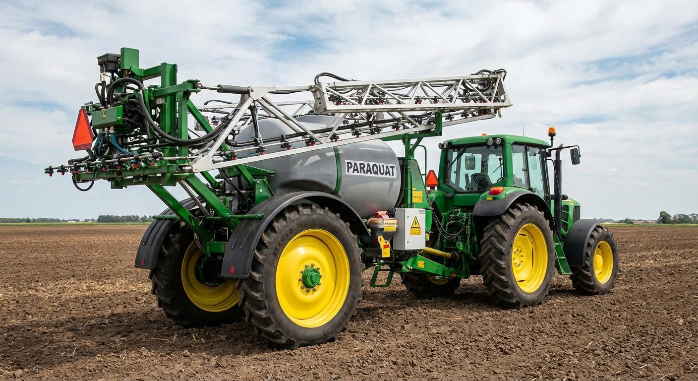 Farm equipment used for herbicide application where Paraquat exposure may occur