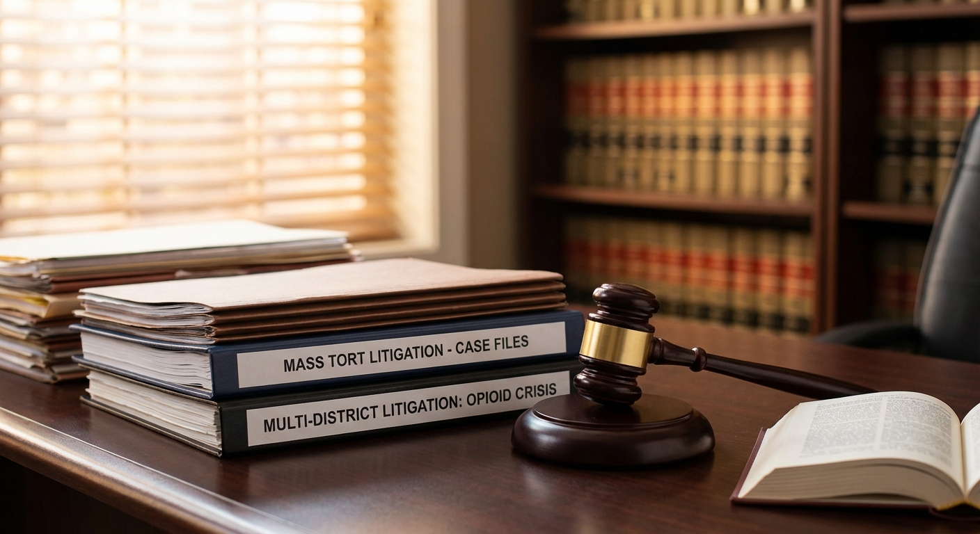 Legal documents and gavel representing mass tort litigation