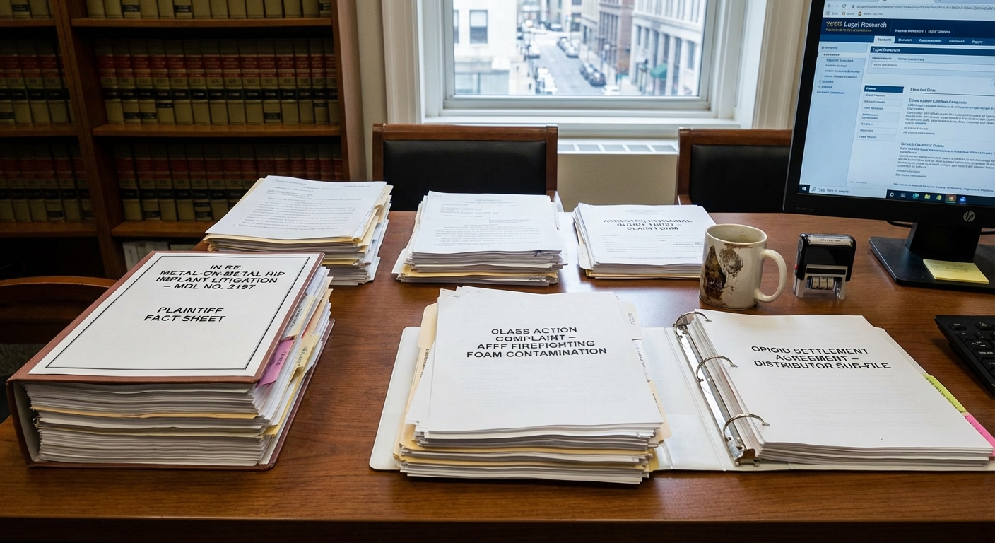 Legal documents representing different types of litigation