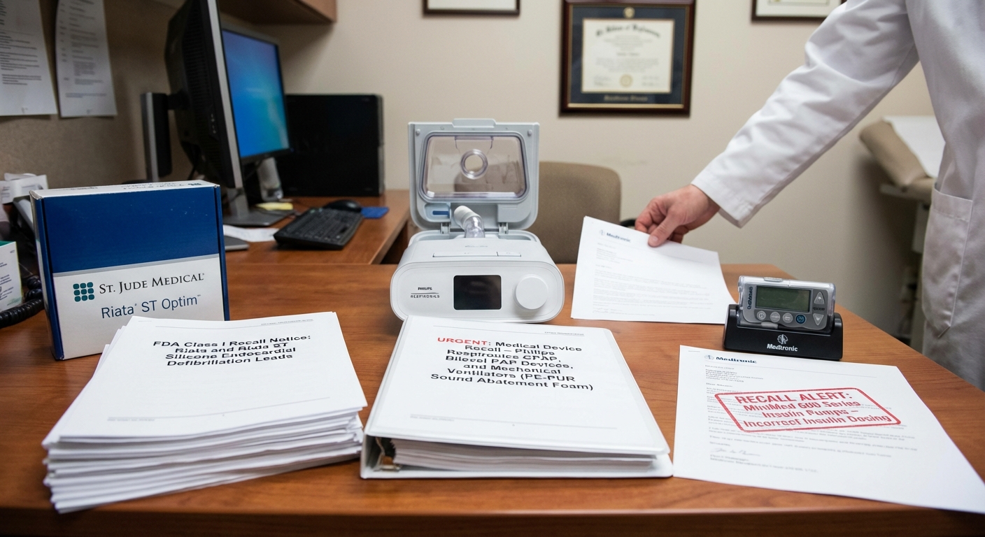 Medical equipment and devices representing various recalled products