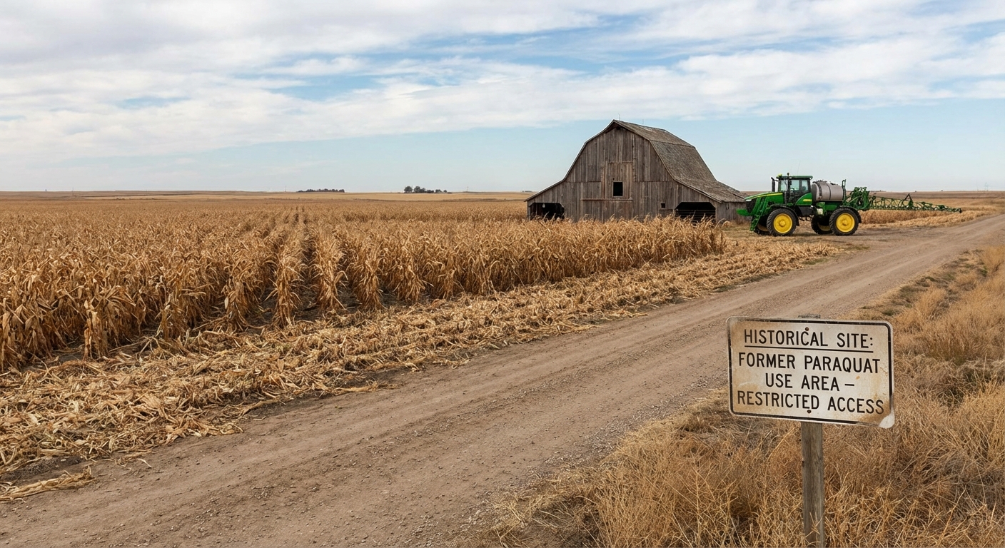 Agricultural field where Paraquat herbicide was commonly applied